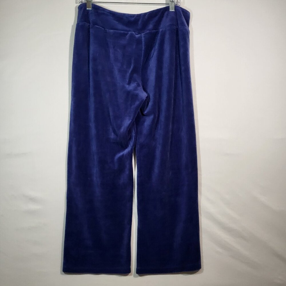 d&co Denim & Company Woman's Velvet Wide Leg Lounge Pant Size LP Royal Blue - Picture 4 of 8